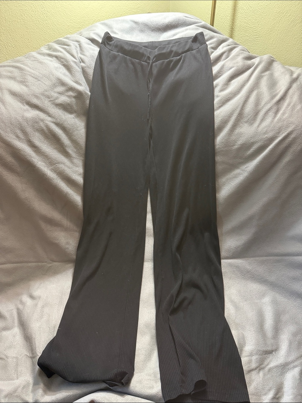 White Fox Boutique Black Ribbed Bootcut Pants